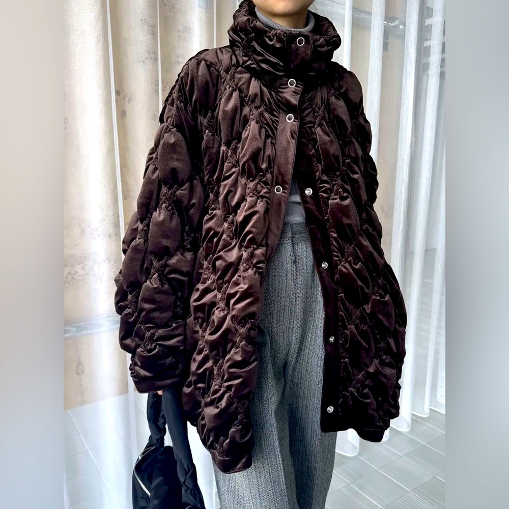 Ameri - Velour Quilting Stand Collar Puffer Coat … - image 7